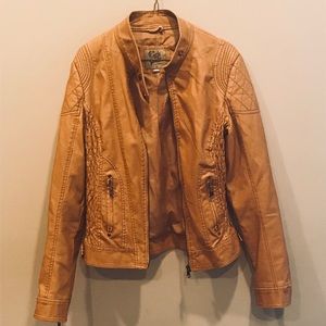 Camel moto pleather jacket